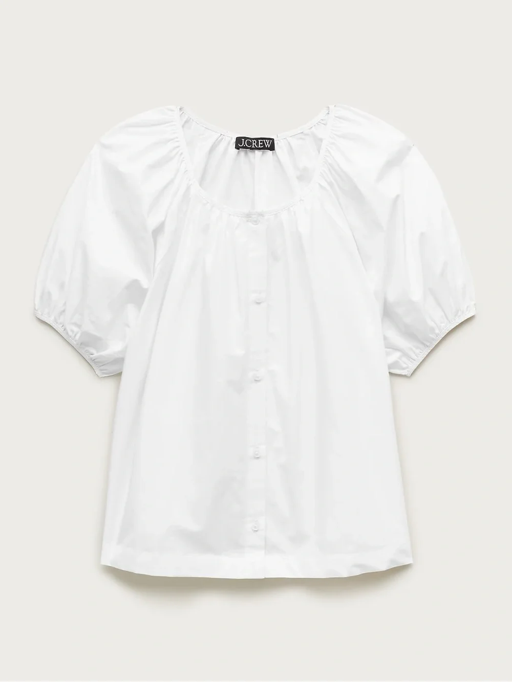 J.Crew Puff-Sleeve Button-Up Top in Cotton Poplin